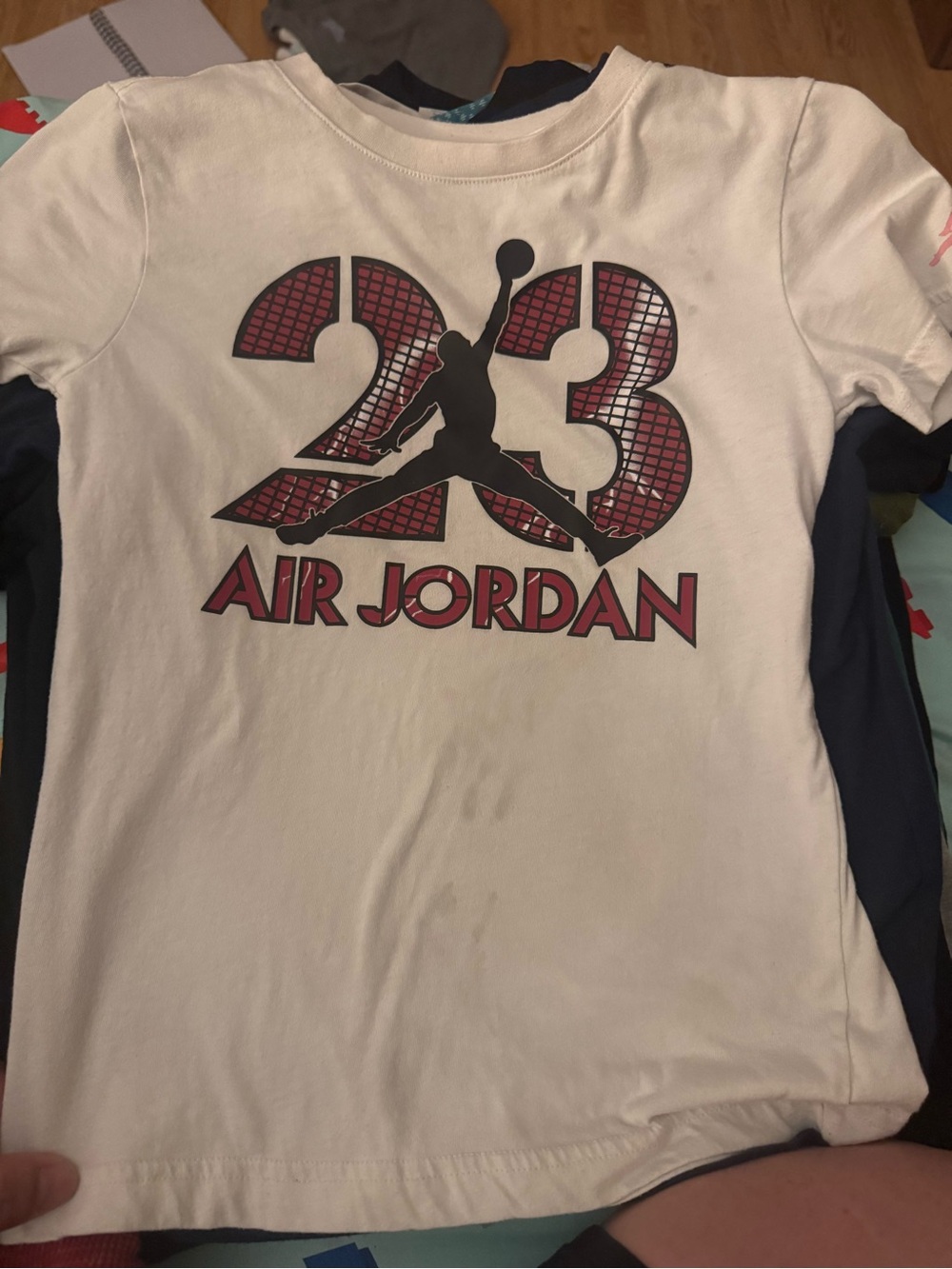 Jordan White Short-Sleeve Tee with Red & Black 23 Graphic